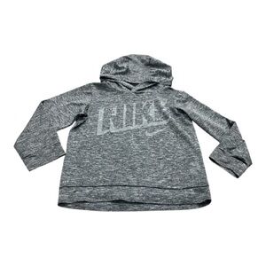 Nike Boys Hooded Pullover Long Sleeve Shirt, Gray, Size 5